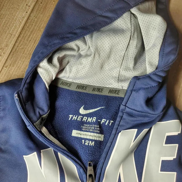 Nike Baby Boys Size 12m Blue and Gray Full Zip Hooded Track Jacket EUC - Picture 2 of 10